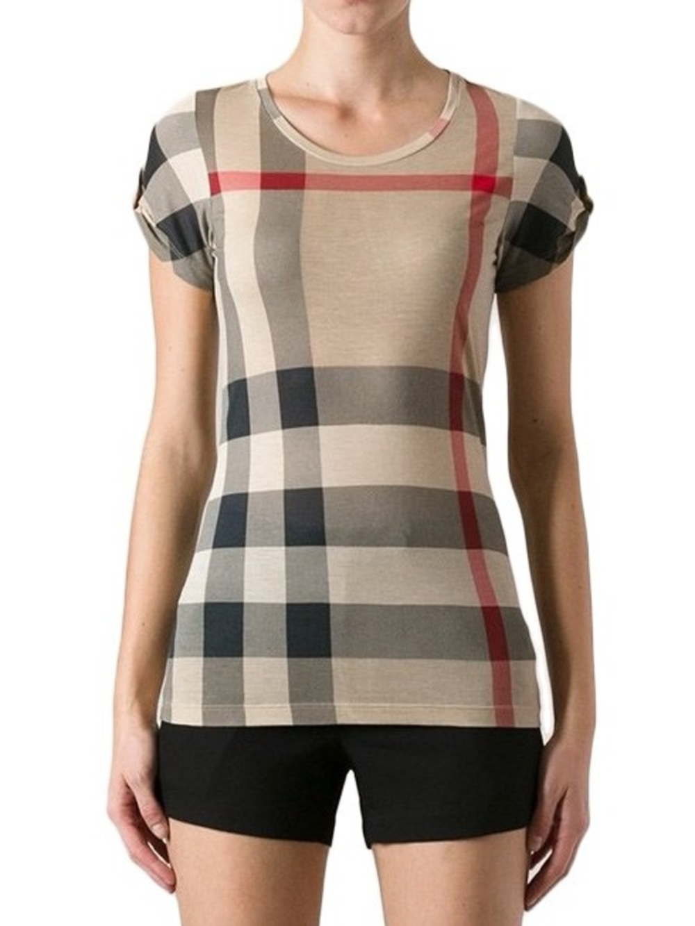Burberry Brit Plaid Print Crew Neck T-Shirt